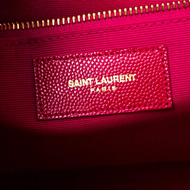 Pre Owned Saint Laurent Magenta Grained Leather Museum Briefcase