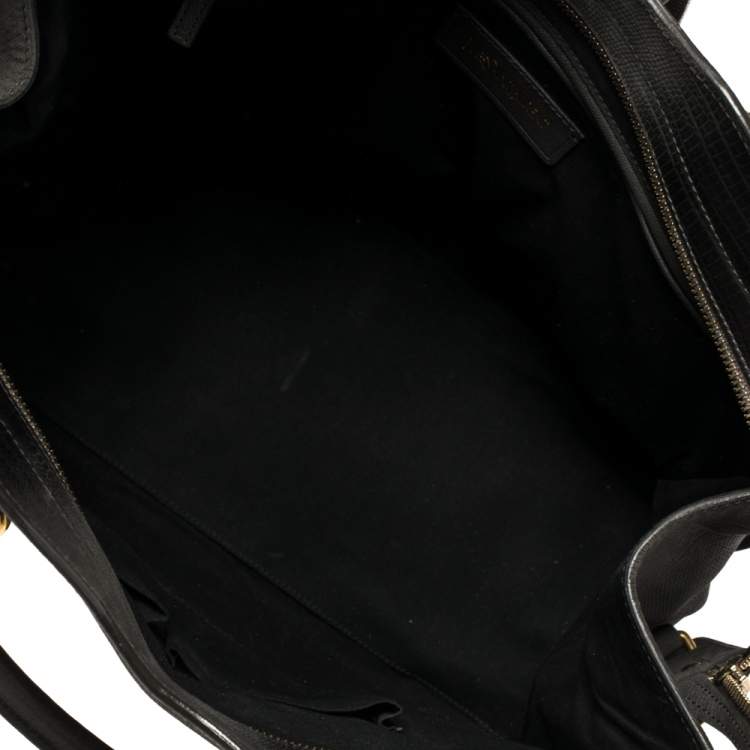 Pre Owned Yves Saint Laurent Grey Lizard Embossed Leather Medium Cabas Y-Ligne Tote