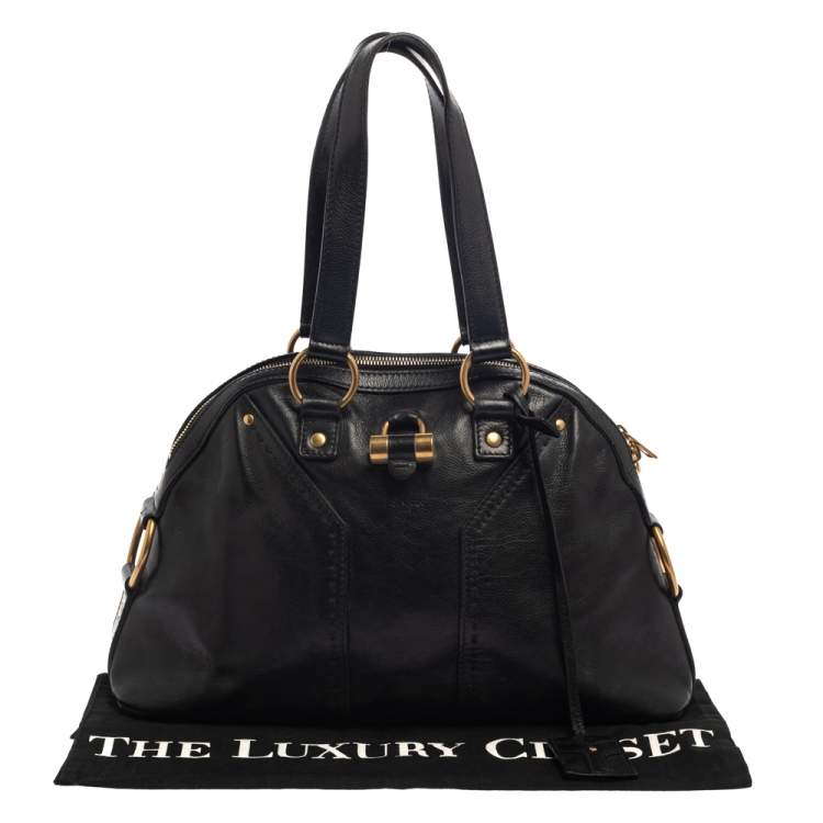 Pre Owned Yves Saint Laurent Black Leather Medium Muse Satchel