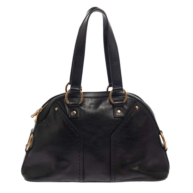 Pre Owned Yves Saint Laurent Black Leather Medium Muse Satchel