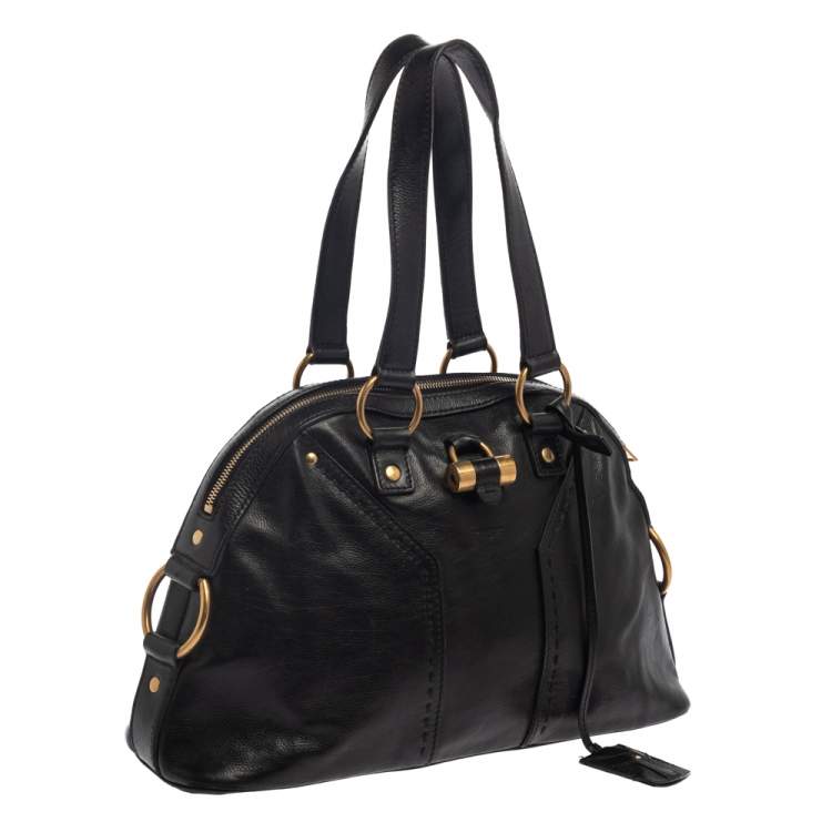 Pre Owned Yves Saint Laurent Black Leather Medium Muse Satchel