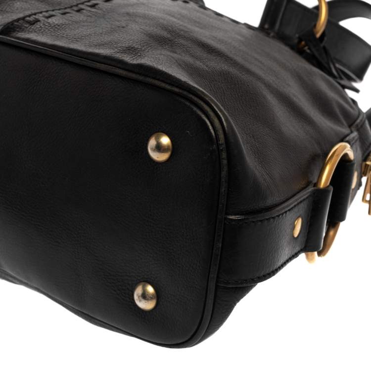 Pre Owned Yves Saint Laurent Black Leather Medium Muse Satchel