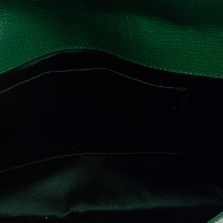 Pre Owned Yves Saint Laurent Green Leather Y-Ligne Clutch