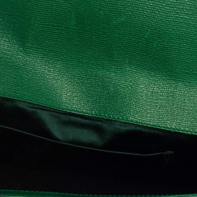 Pre Owned Yves Saint Laurent Green Leather Y-Ligne Clutch