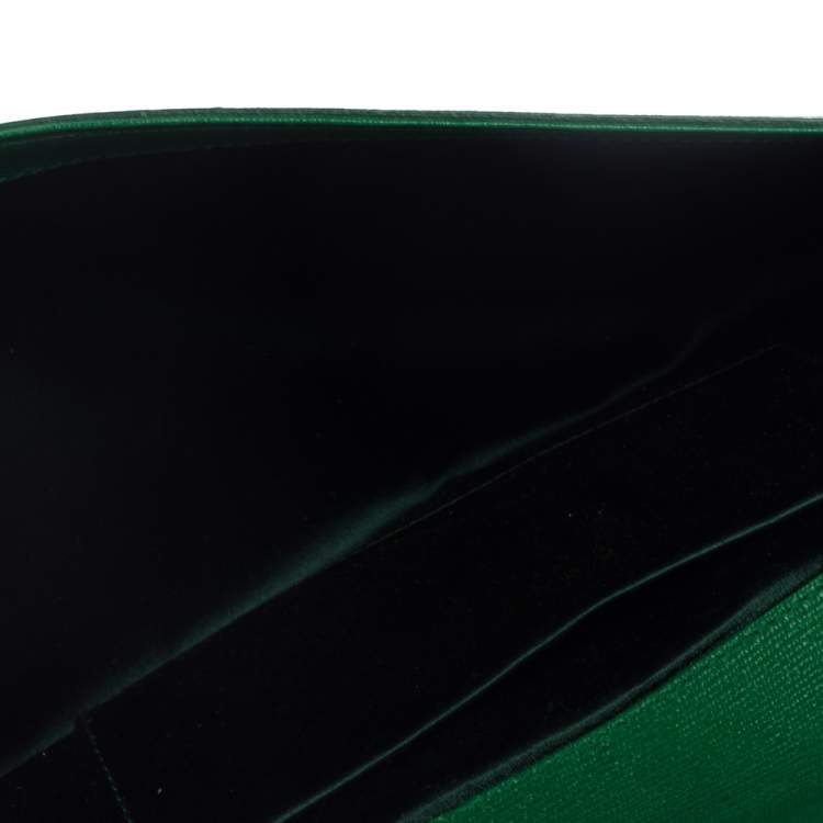 Pre Owned Yves Saint Laurent Green Leather Y-Ligne Clutch