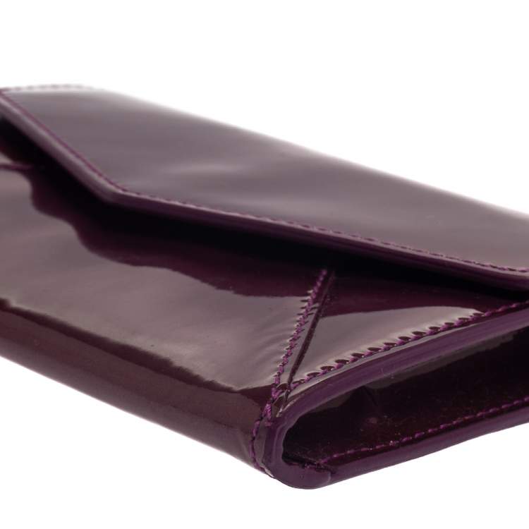 Pre Owned Yves Saint Laurent Purple Patent Leather Coin Wallet