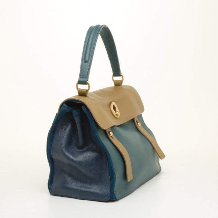 Pre Owned Yves Saint Laurent Tri Color Leather Muse Two Satchel