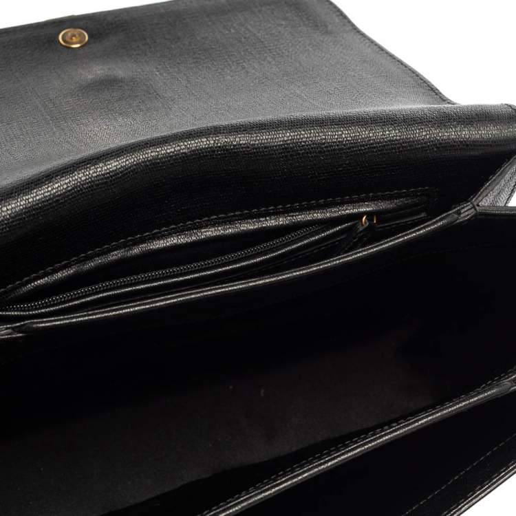 Pre Owned Yves Saint Laurent Black Leather Y-Ligne Flap Crossbody Bag