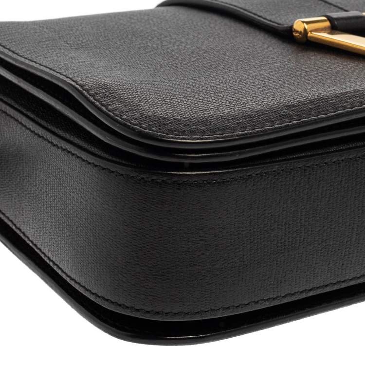 Pre Owned Yves Saint Laurent Black Leather Y-Ligne Flap Crossbody Bag