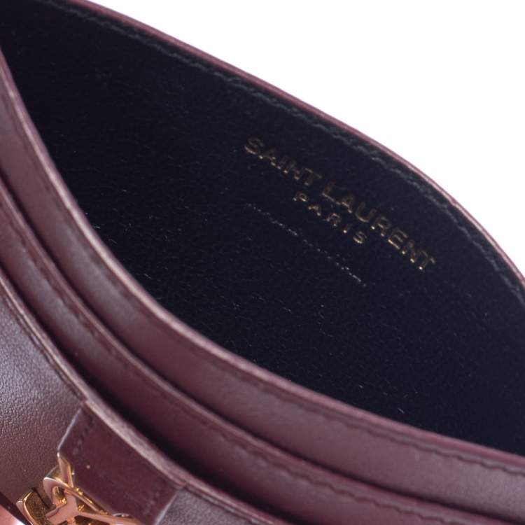 مملوكة مسبقًا Saint Laurent Burgundy Leather Y Line Card Case