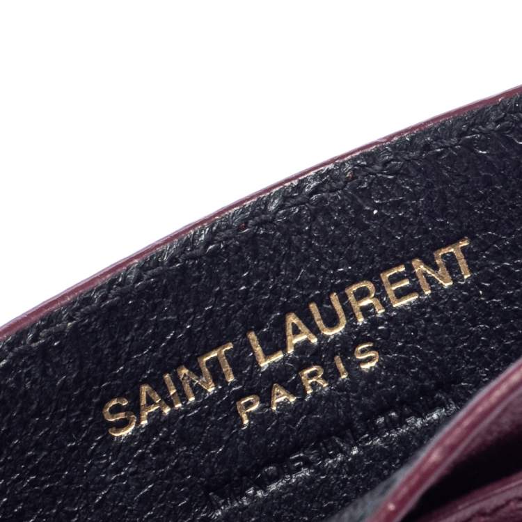 مملوكة مسبقًا Saint Laurent Burgundy Leather Y Line Card Case