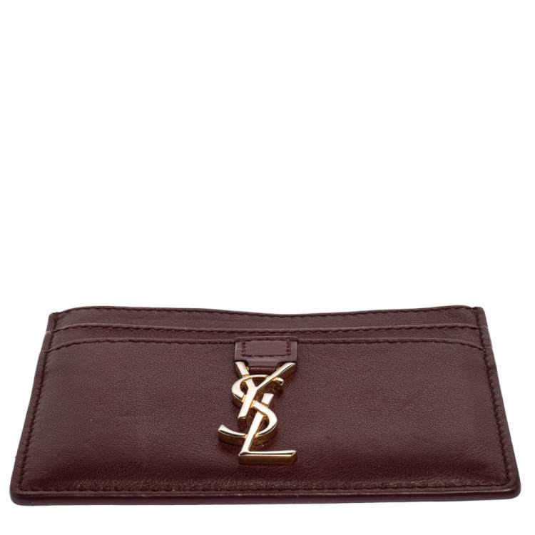 مملوكة مسبقًا Saint Laurent Burgundy Leather Y Line Card Case