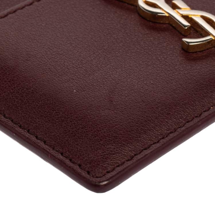 مملوكة مسبقًا Saint Laurent Burgundy Leather Y Line Card Case