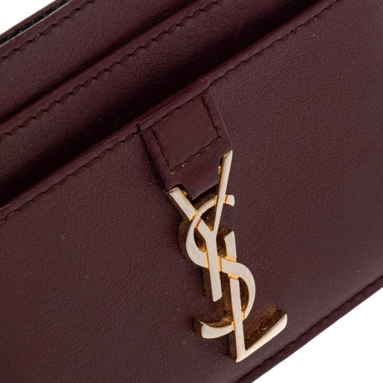 مملوكة مسبقًا Saint Laurent Burgundy Leather Y Line Card Case