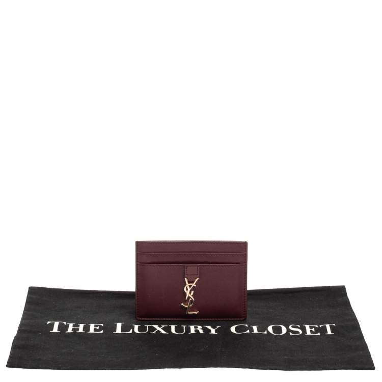 مملوكة مسبقًا Saint Laurent Burgundy Leather Y Line Card Case