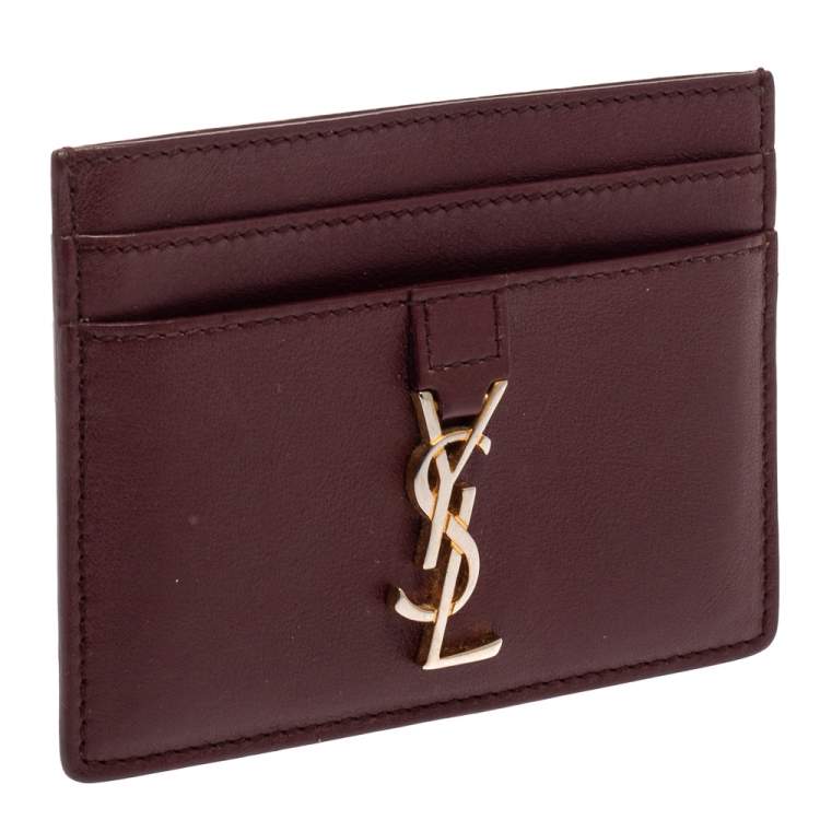 مملوكة مسبقًا Saint Laurent Burgundy Leather Y Line Card Case