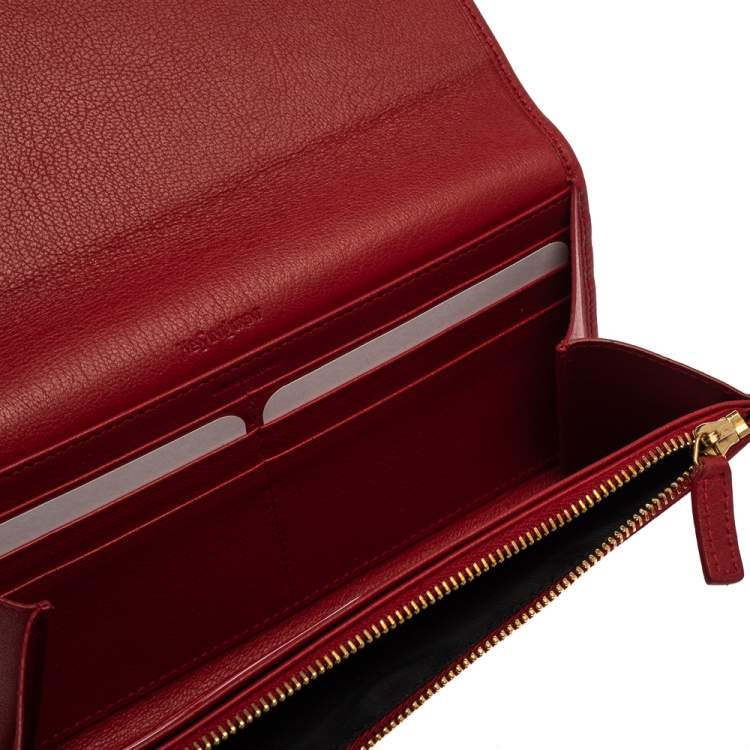 Pre Owned Yves Saint Laurent Red Leather Belle De Jour Clutch