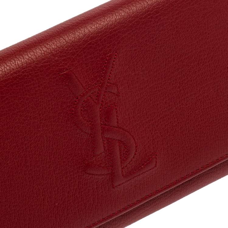 Pre Owned Yves Saint Laurent Red Leather Belle De Jour Clutch