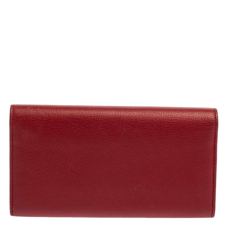 Pre Owned Yves Saint Laurent Red Leather Belle De Jour Clutch