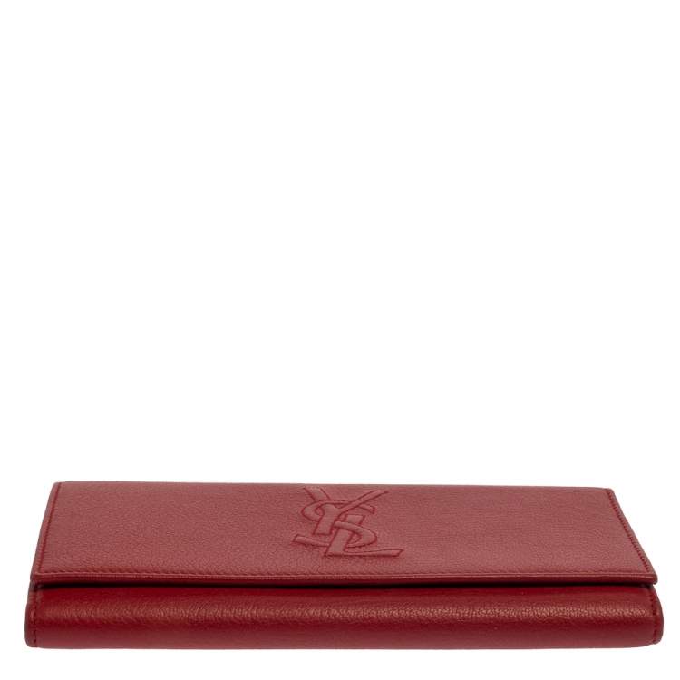 Pre Owned Yves Saint Laurent Red Leather Belle De Jour Clutch