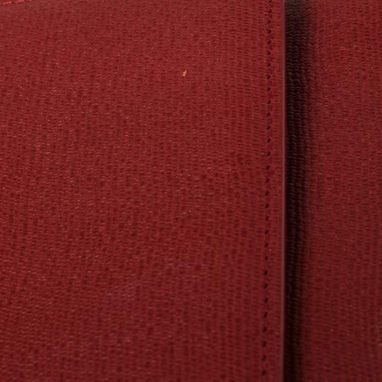 Pre Owned Yves Saint Laurent Red Texured Leather Y-Ligne Clutch