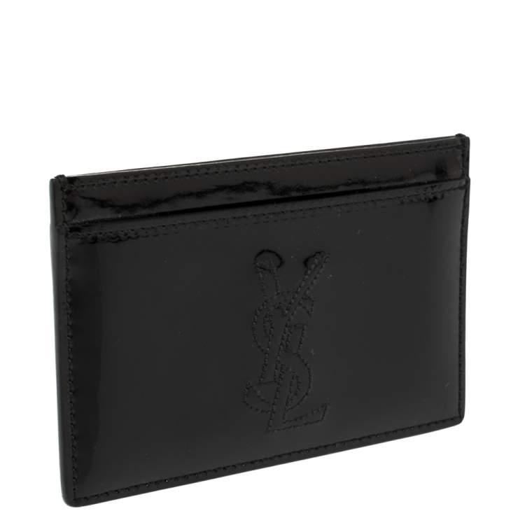 Pre Owned Yves Saint Laurent Black Patent Leather Card Holder