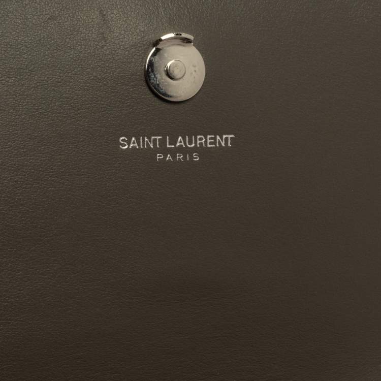 Pre Owned Saint Laurent Grey Croc Embossed Leather Sunset Shoulder Bag