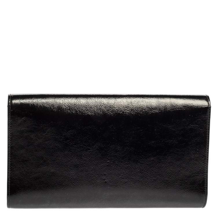 Pre Owned Yves Saint Laurent Black Patent Leather Belle De Jour Flap Clutch
