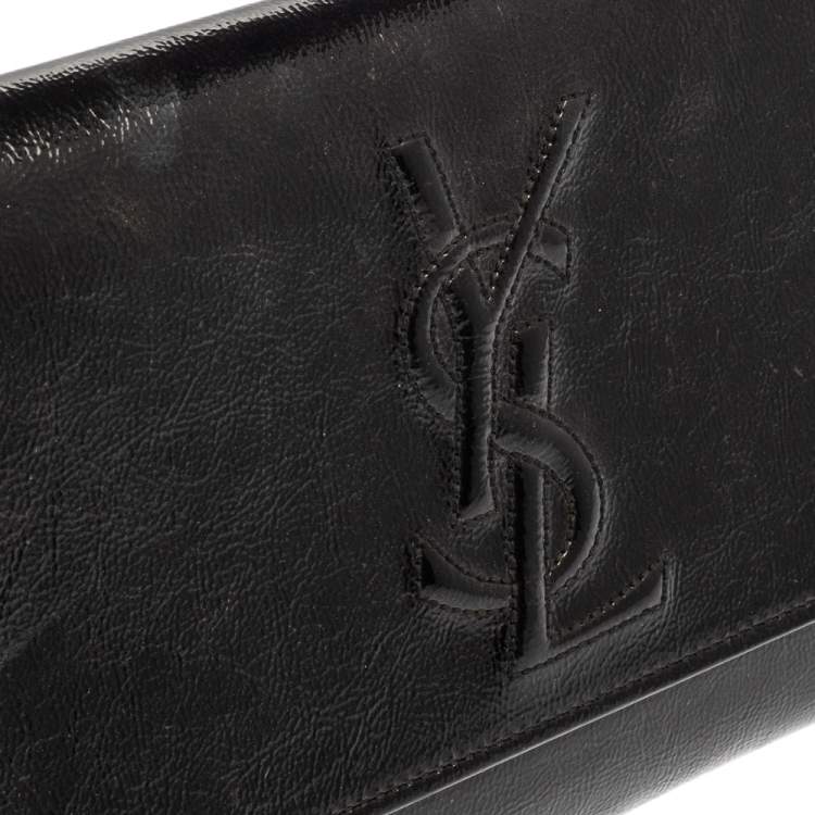 Pre Owned Yves Saint Laurent Black Patent Leather Belle De Jour Flap Clutch