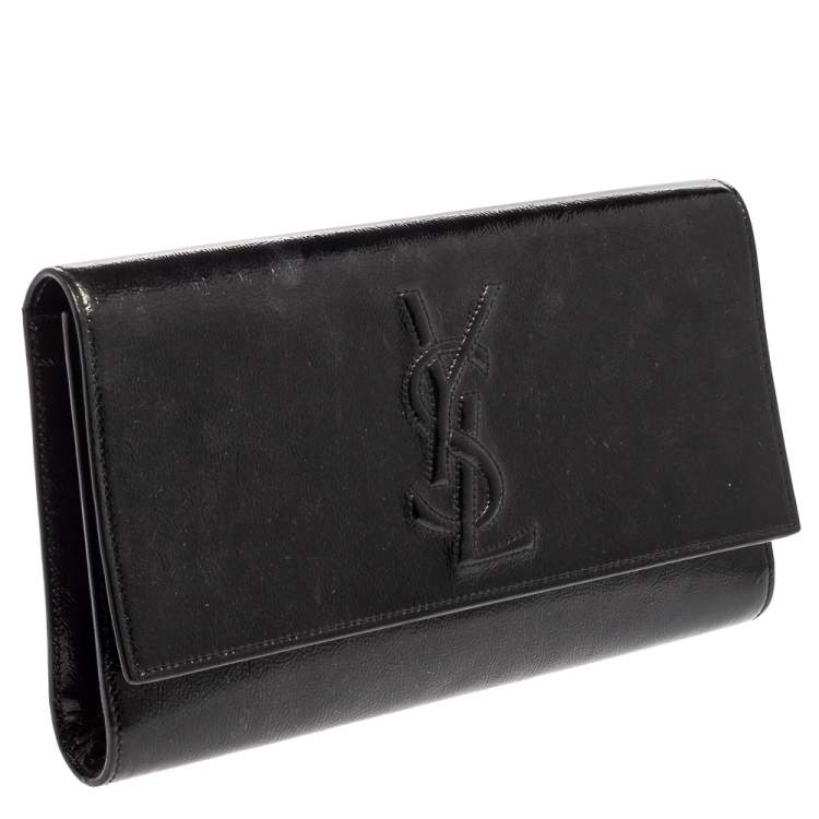 Pre Owned Yves Saint Laurent Black Patent Leather Belle De Jour Flap Clutch