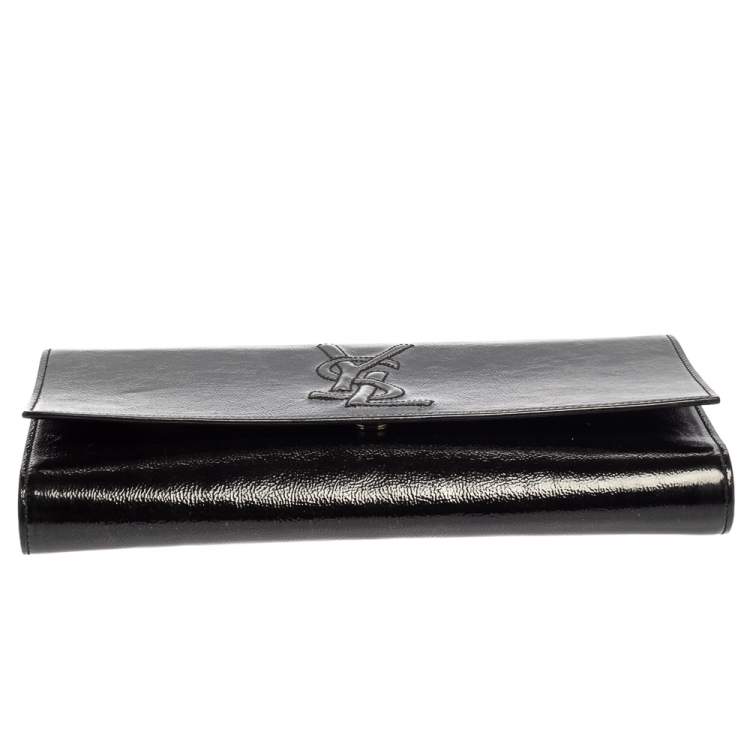 Pre Owned Yves Saint Laurent Black Patent Leather Belle De Jour Flap Clutch