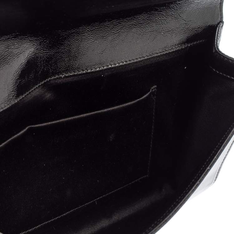 Pre Owned Yves Saint Laurent Black Patent Leather Belle De Jour Flap Clutch
