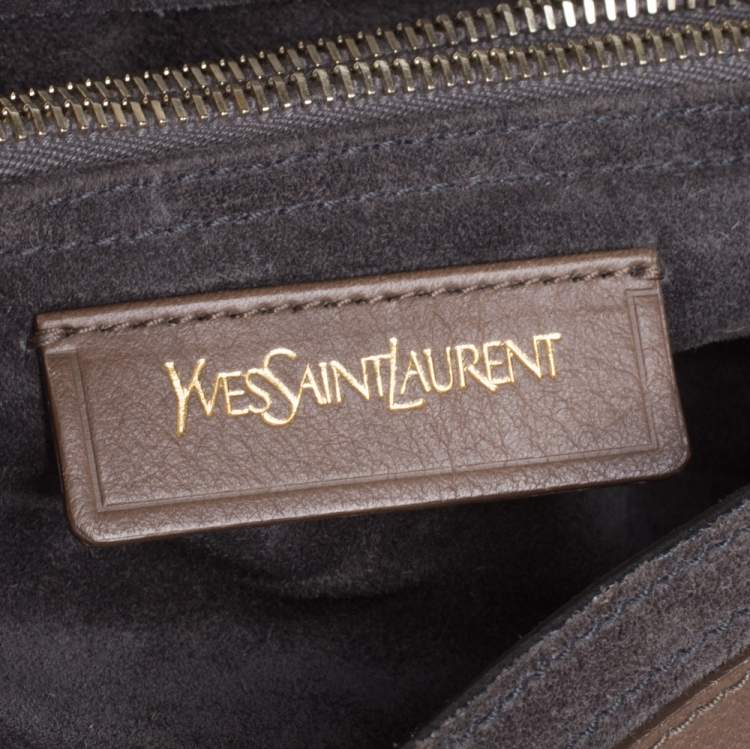 Pre Owned Yves Saint Laurent Tri Color Leather and Suede Medium Muse Two Satchel