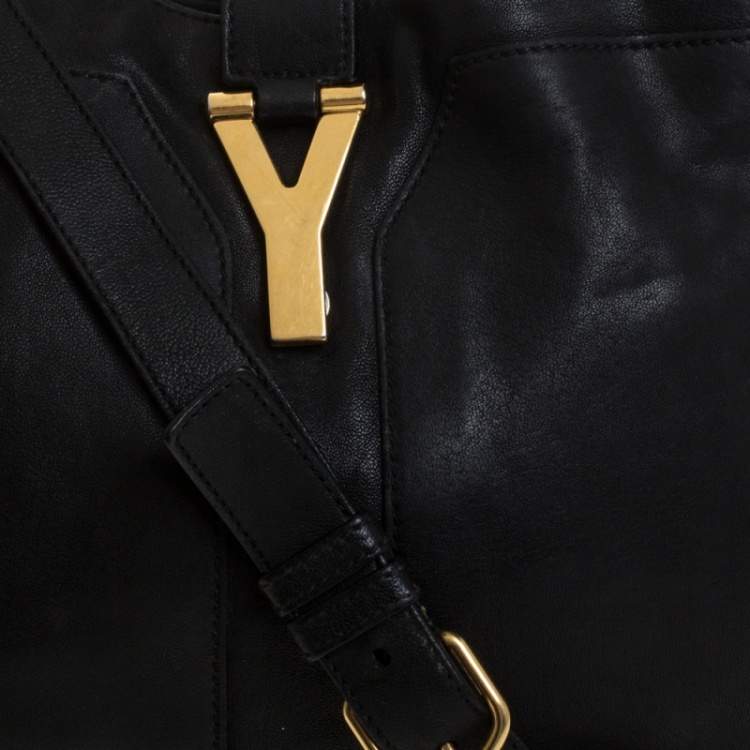 Pre Owned Yves Saint Laurent Black Leather Cabas Y-Ligne Shoulder Bag