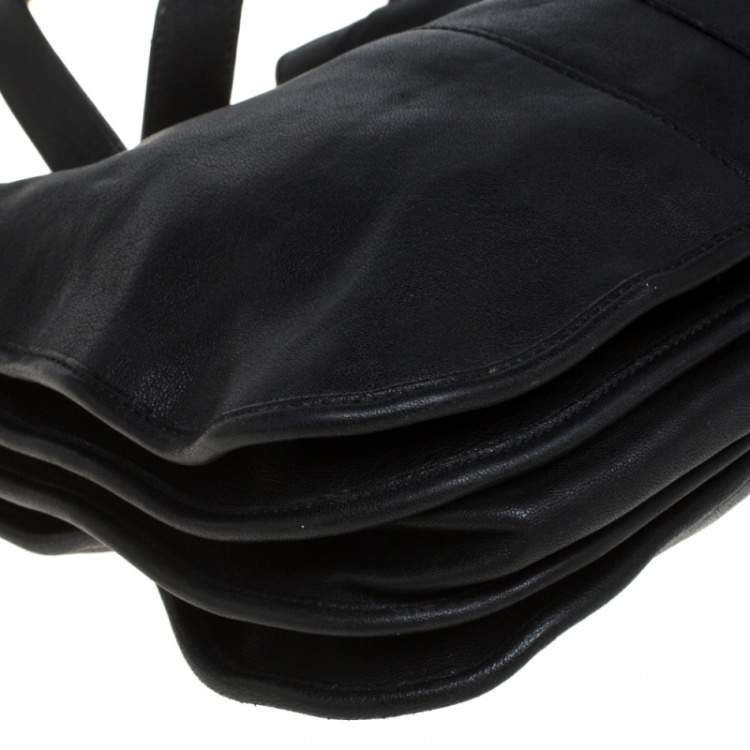 Pre Owned Yves Saint Laurent Black Leather Cabas Y-Ligne Shoulder Bag