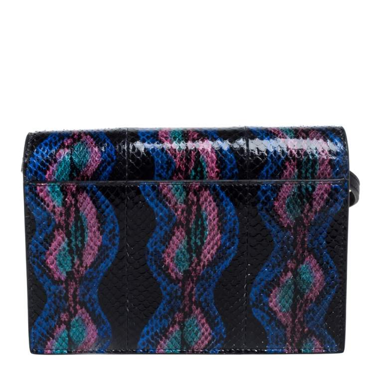 Pre Owned Saint Laurent Multicolor Snakeskin Monogram Toy Kate Wallet on Strap