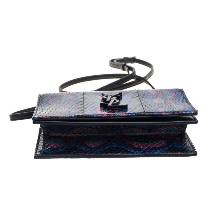 Pre Owned Saint Laurent Multicolor Snakeskin Monogram Toy Kate Wallet on Strap