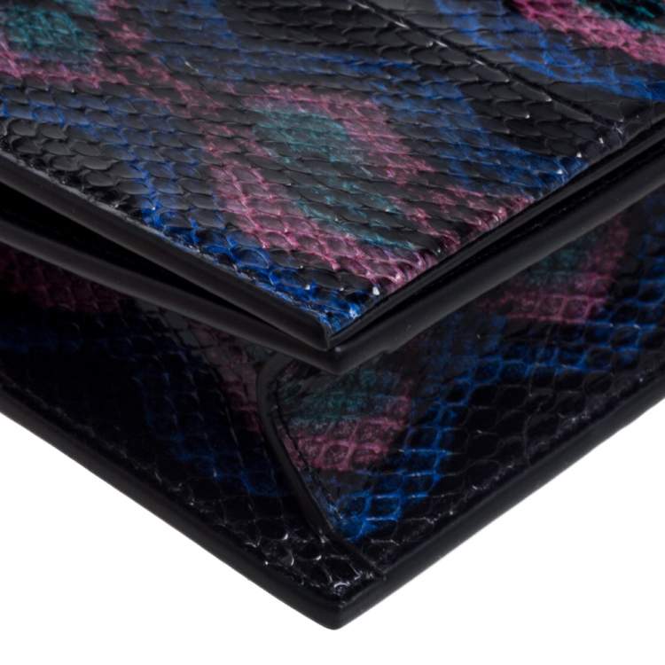 Pre Owned Saint Laurent Multicolor Snakeskin Monogram Toy Kate Wallet on Strap