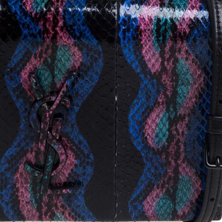 Pre Owned Saint Laurent Multicolor Snakeskin Monogram Toy Kate Wallet on Strap