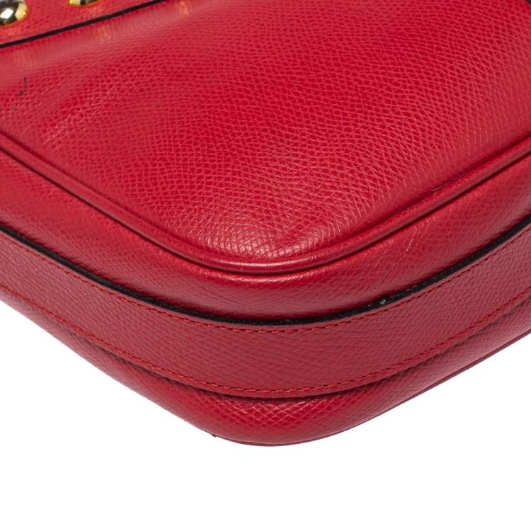 Pre Owned Yves Saint Laurent Red Studded Leather Y Shoulder Bag