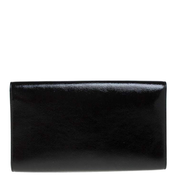 Pre Owned Yves Saint Laurent Black Patent Leather Belle De Jour Flap Clutch