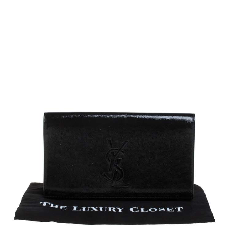 Pre Owned Yves Saint Laurent Black Patent Leather Belle De Jour Flap Clutch