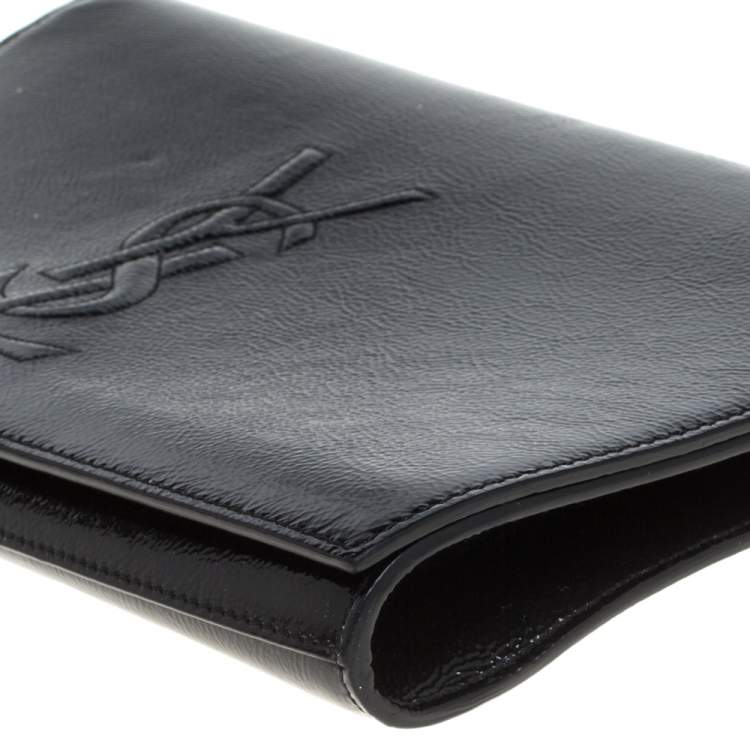 Pre Owned Yves Saint Laurent Black Patent Leather Belle De Jour Flap Clutch