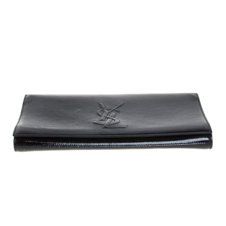 Pre Owned Yves Saint Laurent Black Patent Leather Belle De Jour Flap Clutch