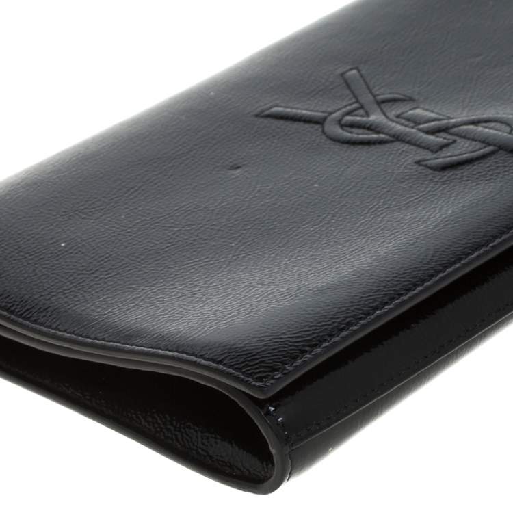 Pre Owned Yves Saint Laurent Black Patent Leather Belle De Jour Flap Clutch