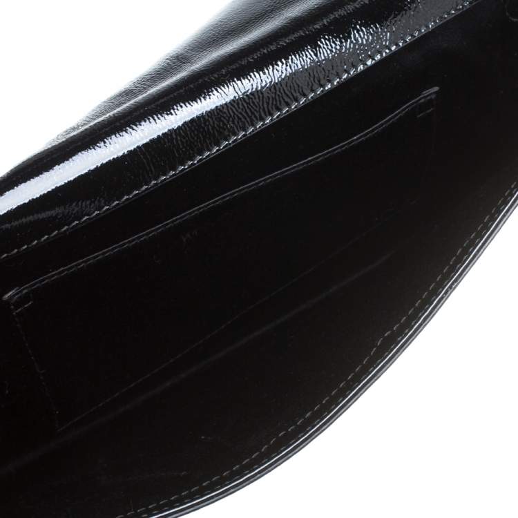 Pre Owned Yves Saint Laurent Black Patent Leather Belle De Jour Flap Clutch
