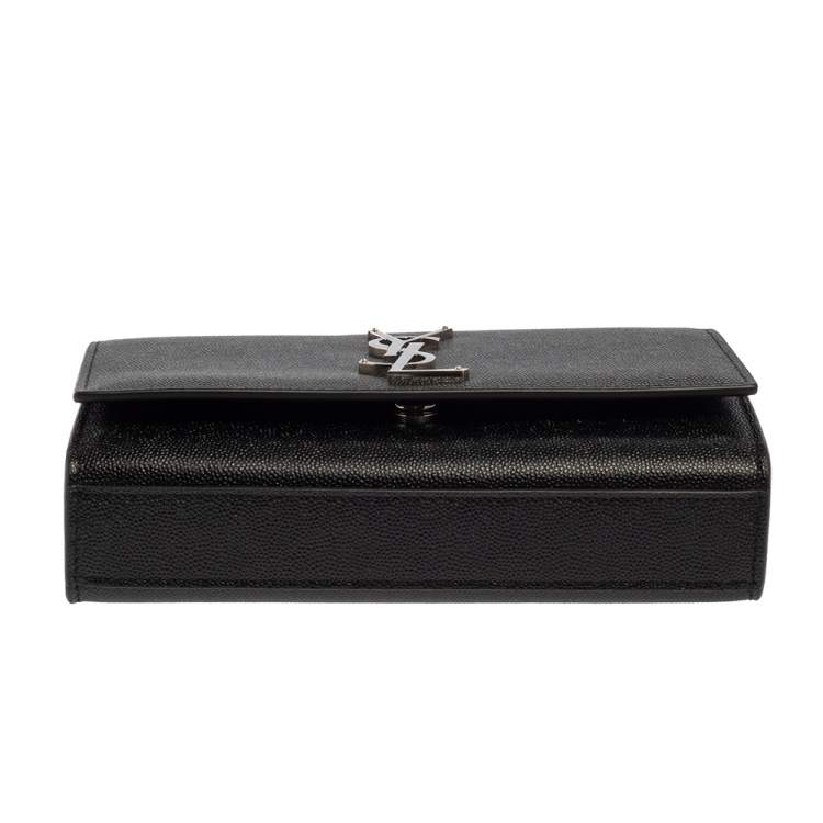Pre Owned Saint Laurent Black Grain Leather Small Kate Shoulder Bag