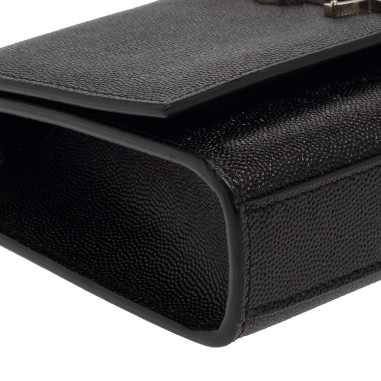 Pre Owned Saint Laurent Black Grain Leather Small Kate Shoulder Bag