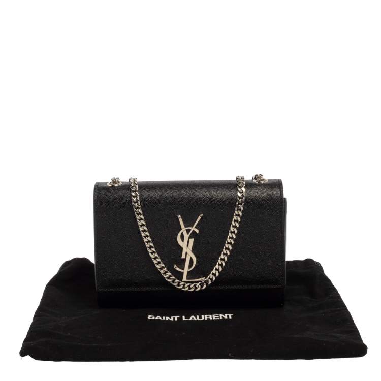 Pre Owned Saint Laurent Black Grain Leather Small Kate Shoulder Bag