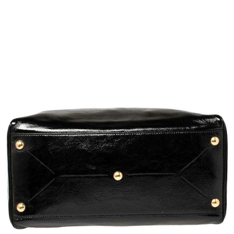 Pre Owned Yves Saint Laurent Black Patent Leather Medium Majorelle Tote